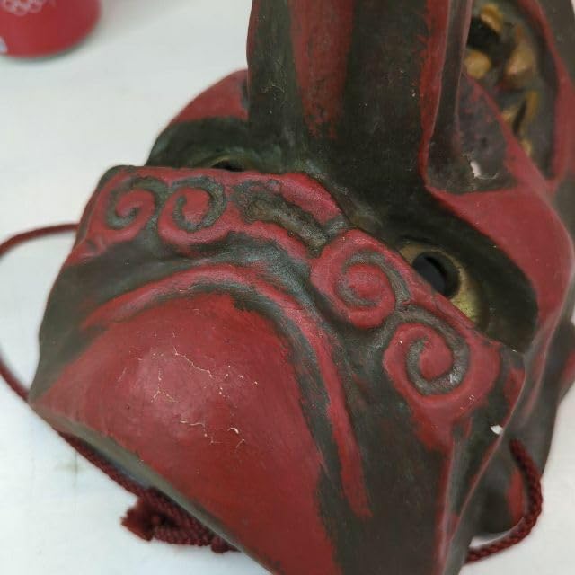 くろ334♡【 美品 】 手彫りオブジェ／天狗／神楽面／マスク／壁掛