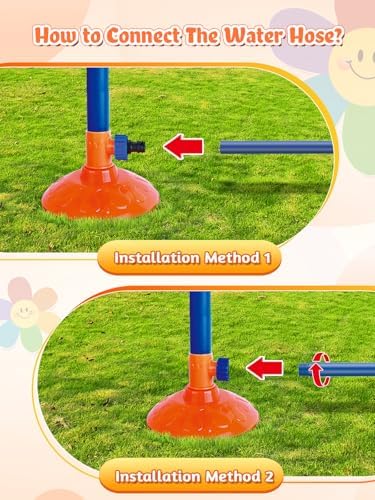 VATOS Water Sprinkler Outdoor Yard Toy for Kids, Smile Face Rainbow Splash Toy with 8 Wiggle Tubes 4 Nozzle, Backyard Lawn Water Sprinkler, Summer Family Games, Fun Water Toys for Kids 3-8 Boy Girl — view 4