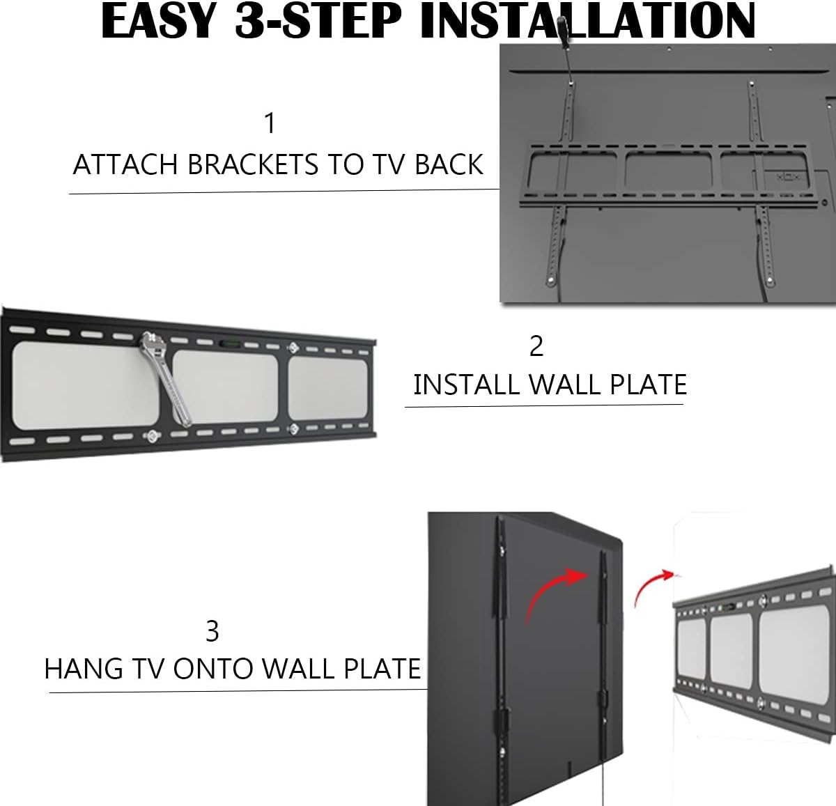 Tech Deals 🔥 Gibbon Mounts Fixed TV Wall Mounts- Low Profile TV Bracket Mounts for Most 42-100 LED/LCD Flat Screen TVs, 0.63''Ultra Slim, Max.VESA 800X600, Up to 220lbs Capacity
