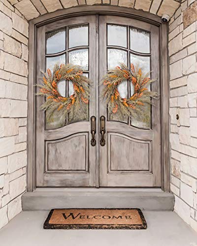 Red Deco Fall Reed Harvest Wreath For Front Door - 22-24 Inch Artificial Door Wreaths For Home Farmhouse Wall Decor All Seasons #TOP7