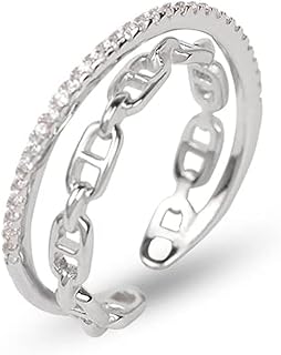 خاتم فضة مطلي بالبلاتين من سيلفر تاون، الوزن: 2 غرام - 0290000740، مقاس واحد، للنساء