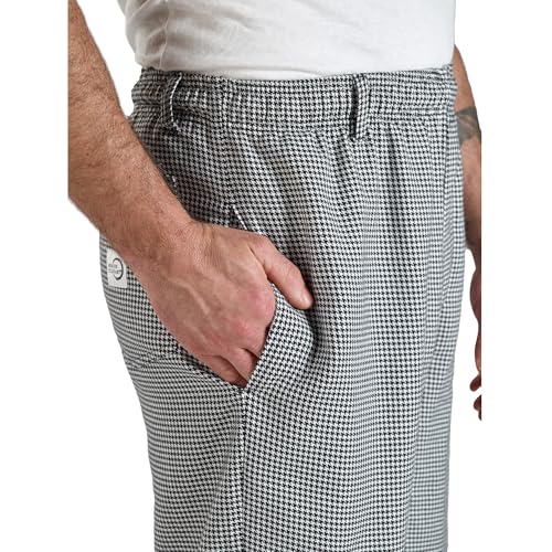 Image of Mercer Culinary M60030HTM Millennia Men's Cook Pants in Hounds Tooth, Medium, Black /White