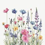 KYOQFVN Flower Stamped Cross Stitch Kits for Adults，11CT Needlepoint Counted Cross Stitch Kits for...