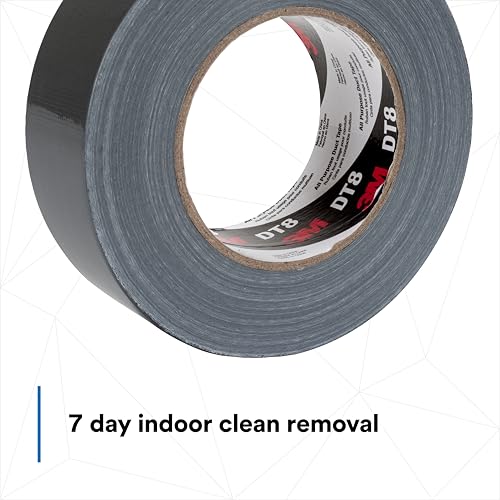 Image of 3M DT8 Industrial Strength Multi-Use Duct Tape, Black, 1.88in x 60 yd x 8 mil Thickness - Professional Grade Adhesive, 1 Pack