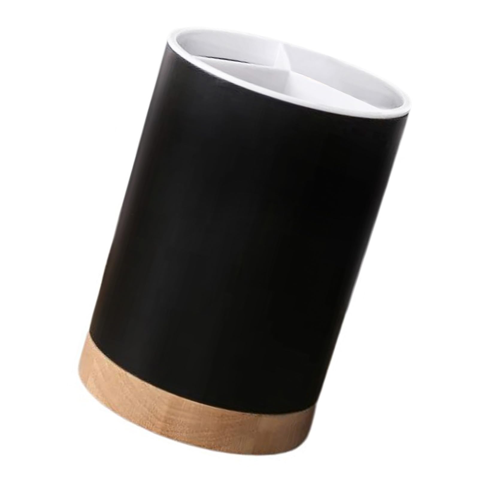 Tsophreniq Black Stylish Kitchen Supplies Utensil Stand With Sturdy Wood Rotation Features Home Accessory For Cooking Enthusiasts Rotating Utensil Crocks