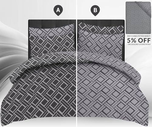 DEKORO King Size Duvet Cover Sets, Doublesided Premium Microfibre Bedding Sets King Size - Image 4