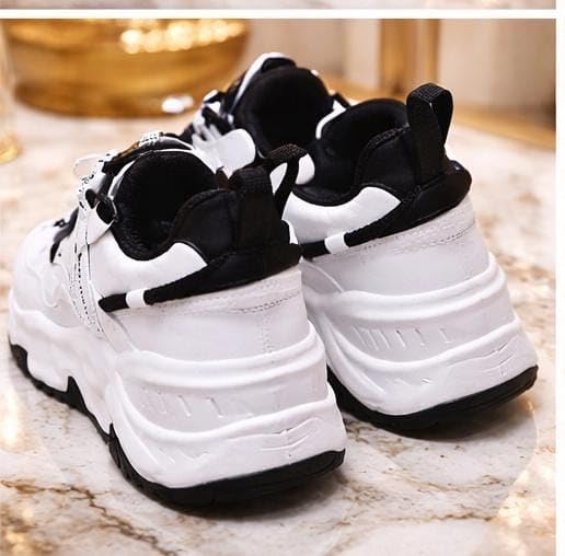 Image of Men's Chunky Sneakers, Faux Leather Upper, Lace-up, Round Toe, Streetwear Style, Casual Wear