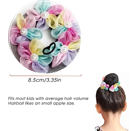 AsggBah 4 peças de rede para coque de cabelo colorido premium com cordão para bailarina, dançarina,