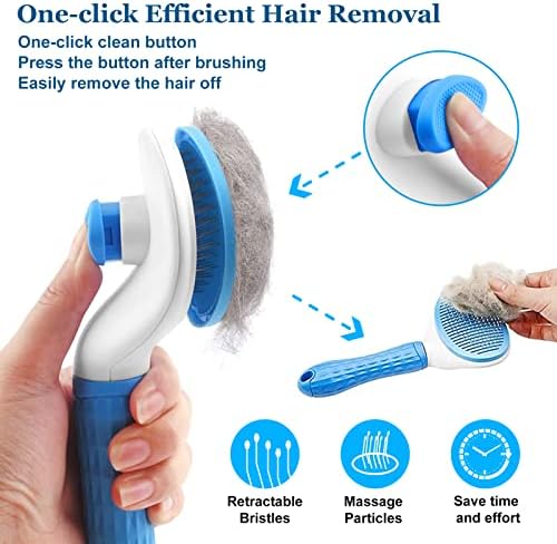 Cat Brush, Dog Brush, Slicker Cat Dog Brushes for Grooming, Self Cleaning Dog Cat Grooming Brush, Deshedding Tool for Pets with Short/Medium/Long Hair (Blue)