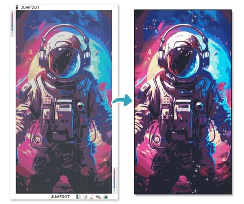 Kit completo Jumpdot de diamond painting 5D con diseño de astronauta 4