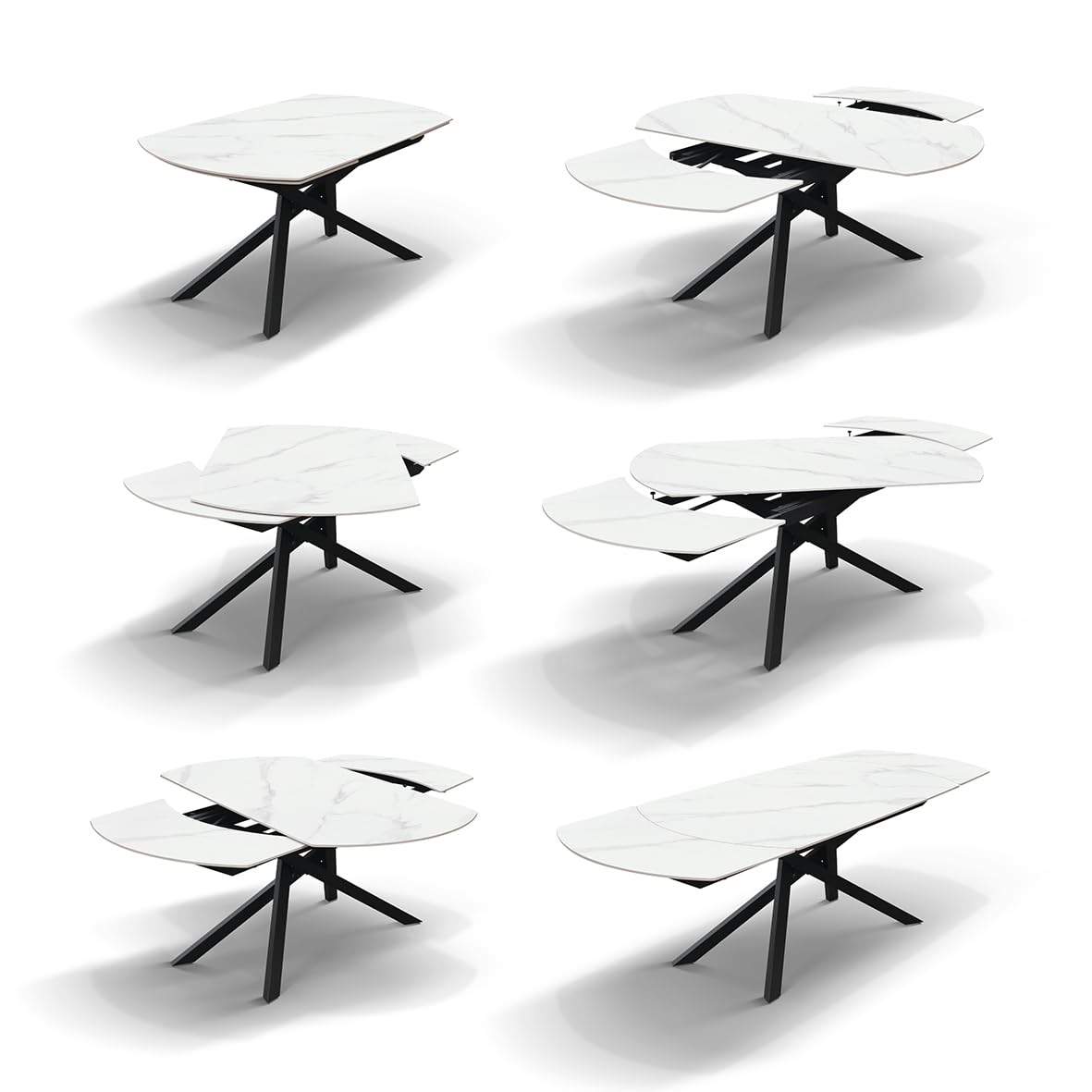 PAZZO DESIGN Table Extensible Oval James, Plateau en Céramique, Pieds en Métal, Blanc Statuaire, Cuisine, Séjour, 160 x 90 x h76,5 cm - id_2363