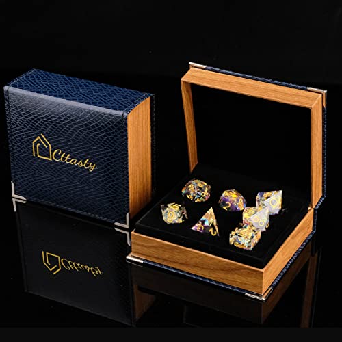 Cttasty Dnd Dice Set Resin Sharp Edge Dice Set Handmade 7Pcs Polyhedral Dice Set Dnd Rpg Mtg Role Playing Game Dice Set D&D Dice With Gift Case For Dnd Dungeons And Dragon (White-Violet) #TOP3