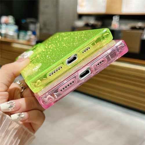 Coque transparente paillettes iPhone 14 Plus néon fluorescent silicone blanc - 5