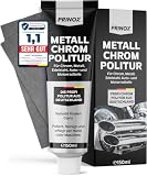 PRINOX 150ml Metallpolitur inkl. Profi Poliertuch - Polierpaste für Edelstahl, Chrom, Aluminium, Silber, Messing & Kupfer I Politur gegen Oxidation, Anlaufstellen & Mikro Kratzer