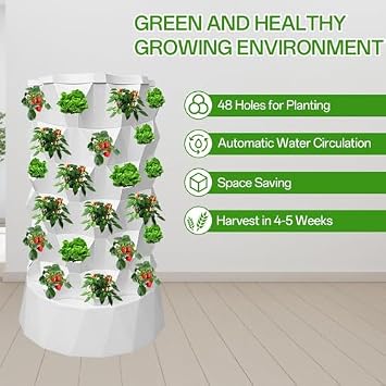 Tower Hydroponics Growing,48-Plants Indoor Vertical Tower Kit,Indoor,Including Smart,Water Pump,Vertical Hydroponic Tower for ing Lover,