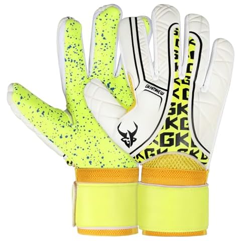 GKHMNEW Professional Soccer Goalkeeper Gloves for Youth Adults Kids Football Gloves High Performance Superior Grip Comfortable Durable for Training and Match Play (Yellow, 10) Cover
