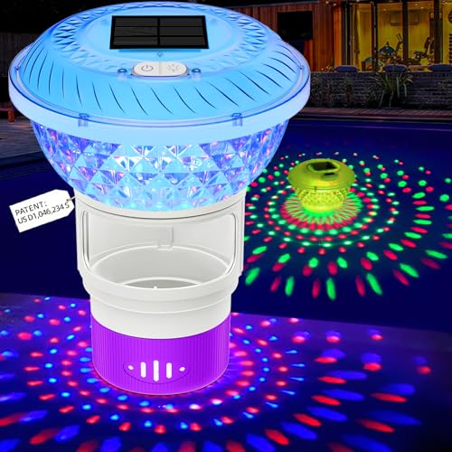 Image of FineBud2025 Upgrade Solar Chlorine Floater, Pool Chlorine Floater with Colorful Light, Button Control Floating Chlorines Dispenser for Pool, Adjustable Flow chlorines floaters (Purple)