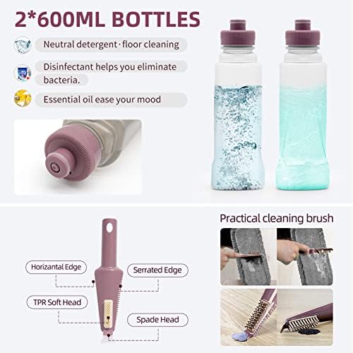 ELOUYCKE Spray Floor Mops for Hard Floors with 2*600Ml Refillable Bottle, 3 Reusable Microfiber Pads, Spray Mops for Floors 360 Degree Spin Mops for Cleaning Suitable for Hardwood, Marble, Tile