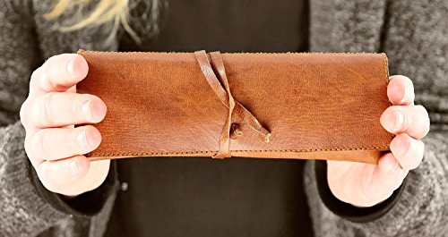 Vintage Crafts FBA_LYSB01M0Y8LVQ-OFFSUPPLIES Leder Nature"Felix" Genuine Leather Stationery Pencil Pen Case Art Pouch Office Uni College Smart Everyday Vintage Unisex Brown thumb #1