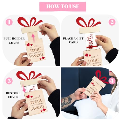 gjulrfu Gift Card Holder, Wooden Gift Card Holder Pull Out, Cute Personalized Surprise Card Holder To Decorate Gifts For Wedding Birthday Note Cards Business Card (Valentine\'s Day) - Thumbnail 7