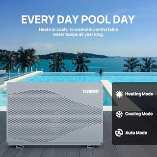 TURBRO 33,000 BTU DC Inverter Swimming Pool Heat Pump, WiFi Control Electric Pool Heater for Above and Inground Pools up to 10,000 Gal, Heating and Cooling, Up to 15.8 COP, 110-120V, Beluga B33V