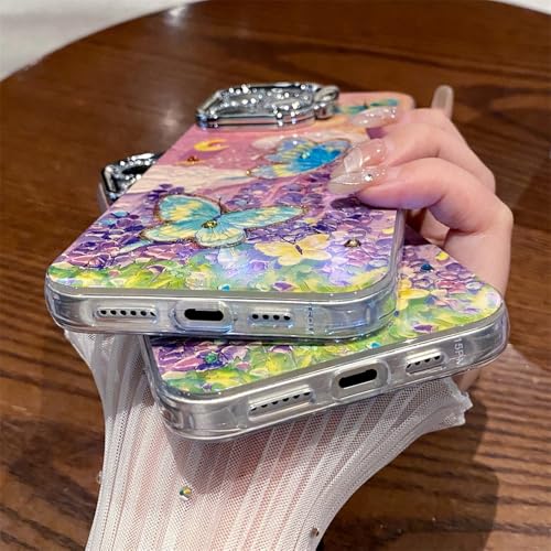 Coque iPhone 11 premium papillon lavande et support diamant luxe - 6