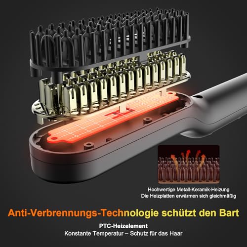 Bartglätter Anlan 2 in 1 für Männer mit Mini Haarglätter und 5 Temperaturstufen