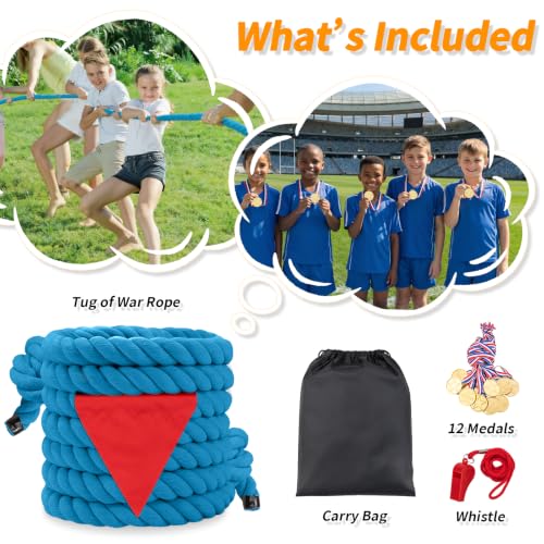 HOKINETY Tug of War Rope for Kids & Adults - 65ft Soft Cotton Outdoor Pulling Rope with Flag for Team Building Activities Field Day Family Reunions Birthday Parties Camping Games - Blue by HOKINETY - Used condition - Image 6