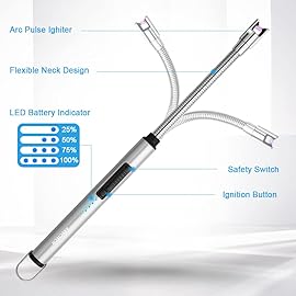 ARECTECH Electric Arc Candle Lighter Flameless Rechargeable USB Long Lighters for Candle Cooking BBQs Fireworks