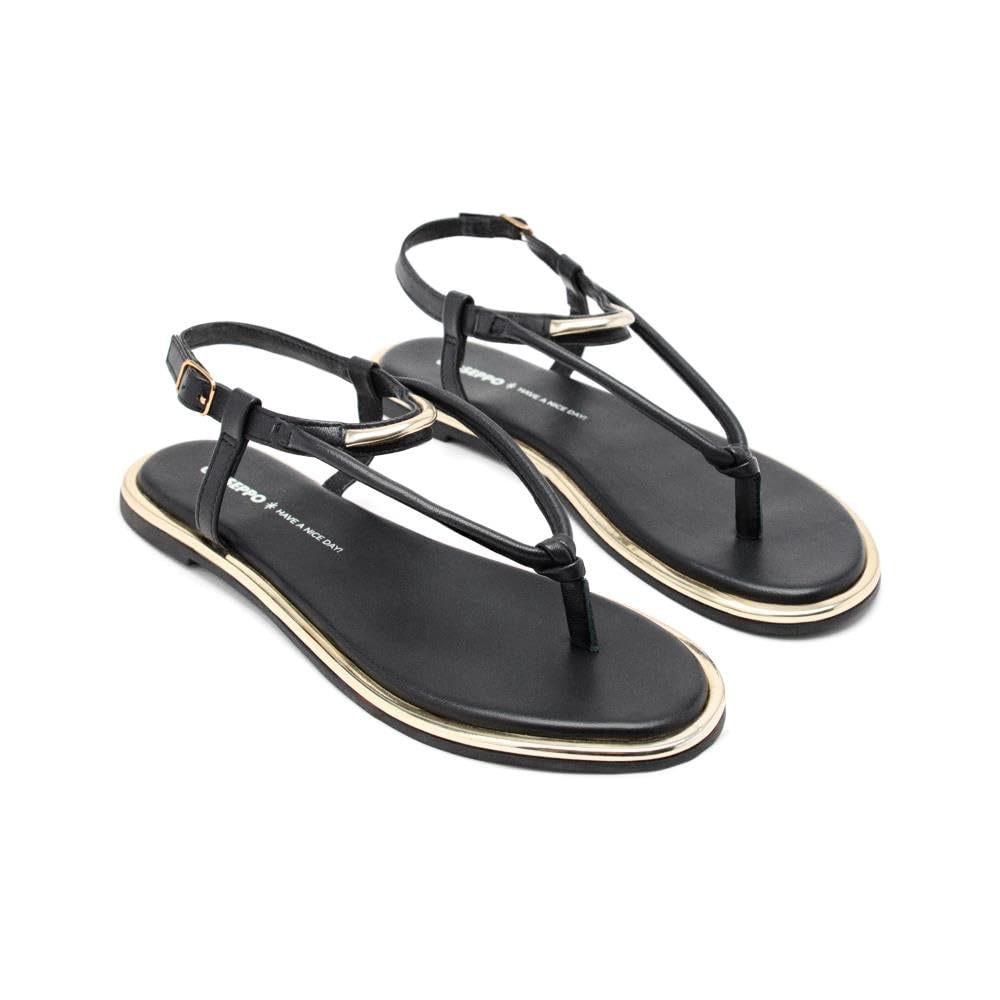 GIOSEPPO Women's Upton Flat Sandal, Black/White, 7.5 UK