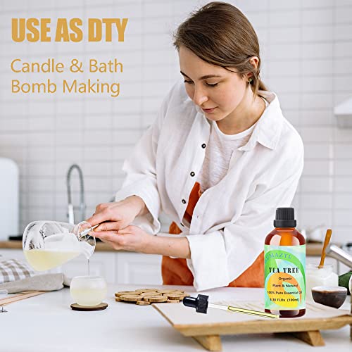 Tea Tree Oil Lavender Oil Essential Oil Set For Diffuser Home Office Bedroom Bathroom Study Living Yoga Spa Room Essential Oils 100Ml 2 Pack #TOP3