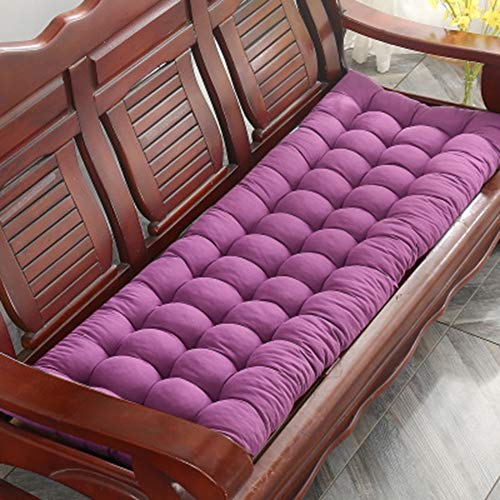 jHuanic - Cojín grueso para banco de jardín, almohadilla de repuesto larga con lazos, para vacaciones, relajante, patio, exterior, interior, Morado, 48x120cm