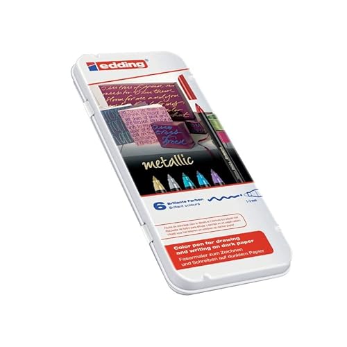 edding 4-1200-6 Fasermaler 1200 Color Pen, 1-3 mm, 6-er Set, sortiert, metallic (Fasermaler | sortiert, 6-er Set | metallic)