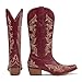 Ouepiano Red Cowboy Boots for Women Cowgirl Mid Calf Western Embroidered Chunky heels Pointed Toe Pull On Vintage Fashion Country Boot Size 7.5