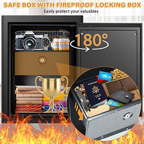 2.3 Cub Home Safe Fireproof Waterproof, Large Fireproof Safe With Built-In Personal Fireproof Security Safe, Lcd Digital Keypad And Removable Shelf, Safe Box For Money Firearm A4 Documents Medicines #TOP3