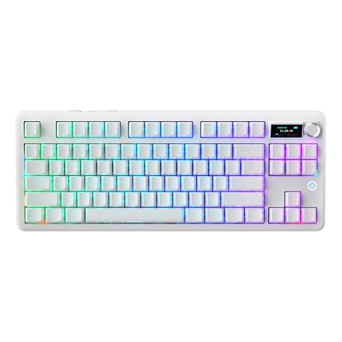 AJAZZ���{���� �������K�i MK87 Pro �e���L�[���X ���J�j�J�� �Q�[�~���O�L�[�{�[�h 87�L�[ 1.14�C���`TFT�X�N���[�� 10000mAh�o�b�e���[ �z�b�g�X���b�v�Ή� RGB�o�b�N���C�g 3���[�h�ڑ� �Z�K�擾��(��������)