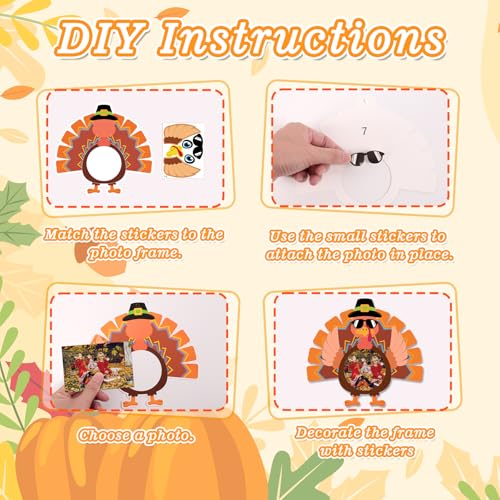 Eternity sky 36pcs Thanksgiving Crafts for Kids – Fall Turkey DIY Picture Frame, Thankful Paper Cutouts with Photo Kit for Classroom Bulletin Board Decorations by Eternity sky - Image 5