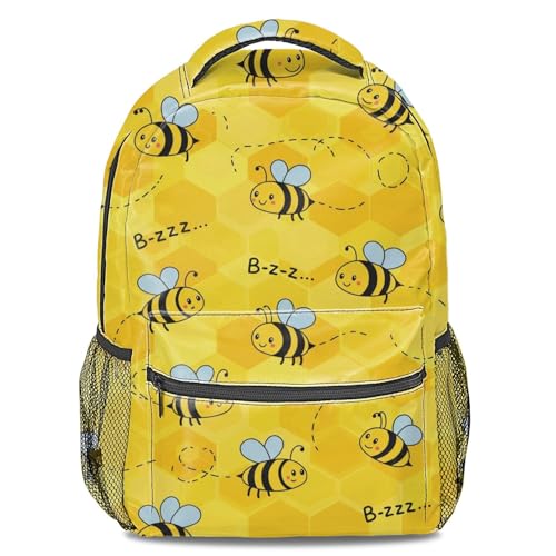Mochila de dibujos animados de acuarela para niños, mochila de viaje ligera con estampado divertido, bonito diseño de abeja, mochila escolar para niñas y niños, Estampado 2, 44
