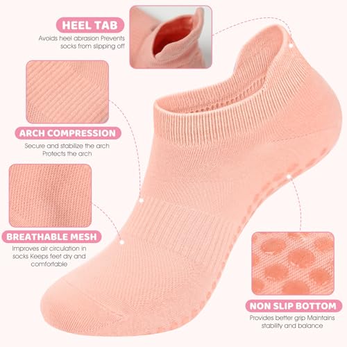 Image of AURUZA Grip Socks for Women Men Pilates Grip Socks Non Slip Yoga Sock with Grips for Barre Barefoot Hospital Grippy Sock
