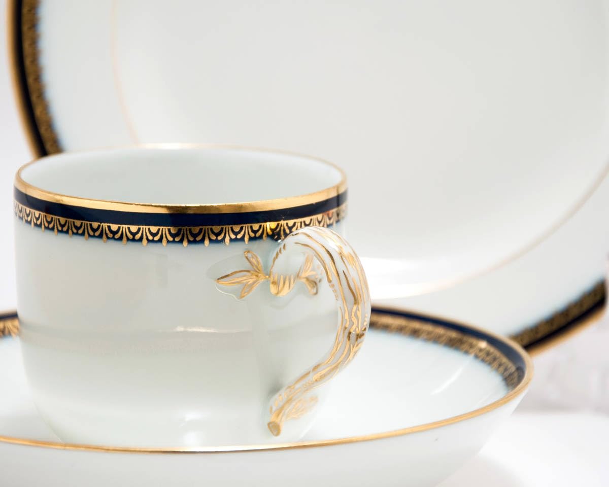 Amazon.co.jp: 古マイセン 金彩 コバルトの縁取り Aカンテ コーヒー  