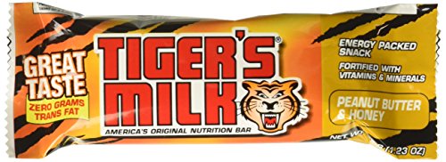 Tiger's Milk Peanut Butter & Honey Protein Nutrition Bar, Energy-Packed Snack, Zero Trans Fats, Fortified with Vitamins & Minerals, 1.23oz (Pack of 24)