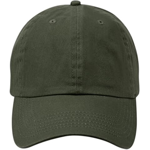 Washed Low Profile Cotton and Denim Baseball Cap (OLIVE),One Size Cover