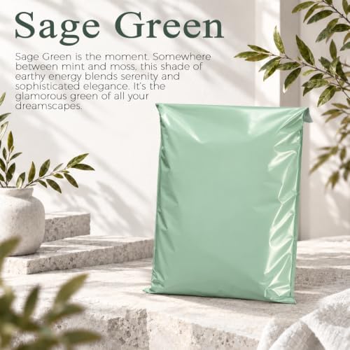 Fuxury Poly Mailers 36.8x48.3cm(14.5x19인치) 50개, 의류 배송 가방 세이지 그린 — 사진 6