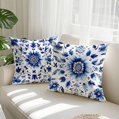 Housse coussin 80x80cm bleu velours taie oreiller grand format - 3