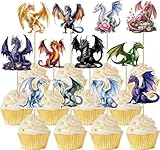 Dargon Cupcake Toppers Dargon Cake Decorations Dragon Birthday Party Decorations with Unique Various Dargon Themed Cupcake Toppers for Dragon Party Decorations