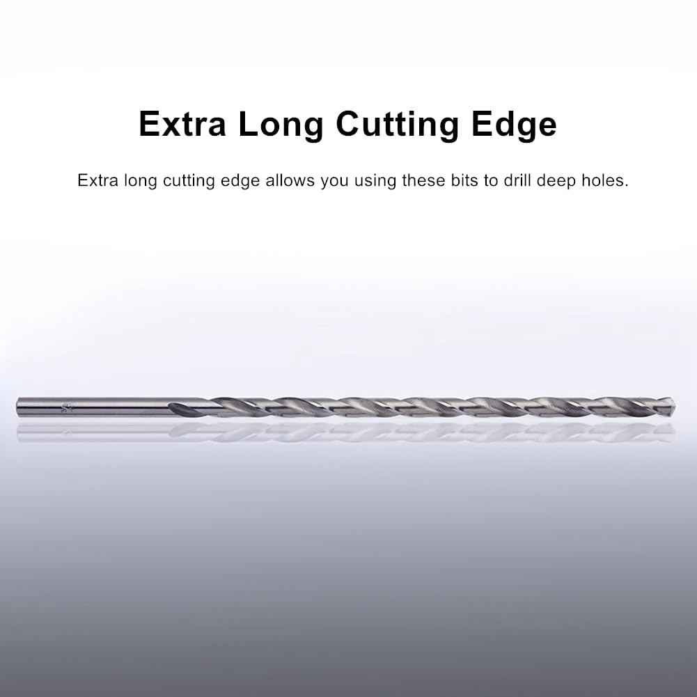 5 Pezzi Set di punte per legno, Punte Elicoidali Extra Lunghe 150mm, Set Punte Trapano con Gambo Dritto HSS Utensile Taglio per Legno, Plastica e Alluminio (Diametro 2/3/3,5/4/5mm)