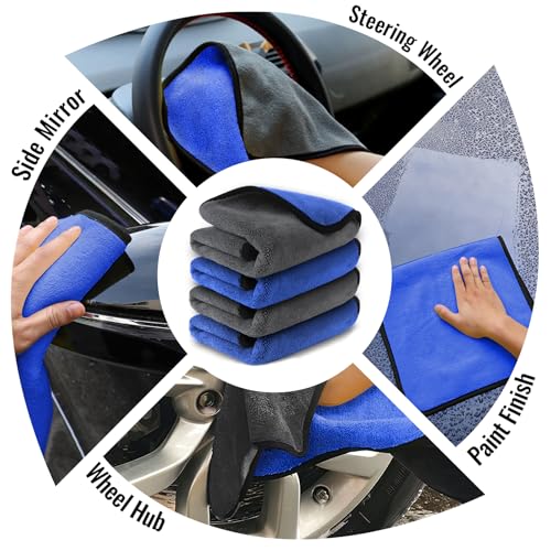 Airlab Microfiber Towels for Cars Wash Drying Thick Plush Cleaning Cloth Auto Detailing Super Absorbent for Interior & Exterior Lint Free, Streak Free, 16" X 16", 800 GSM, Pack of 4 by Airlab - Image 6