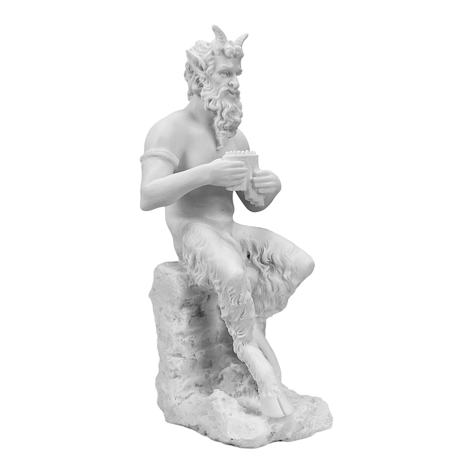 Pan Griechischer Gott Satyr Figur spielt Flöte - handgefertigte griechische Mythologie Statue - gegossene Marmorskulptur