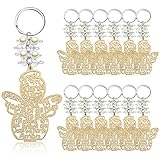 Baptism Angel Key Ring Baptism Wood Keychain Baptism Favor Baptismal Souvenirs Communion Favors recuerdos de bautizo for Boy or Girl (15 Pieces)