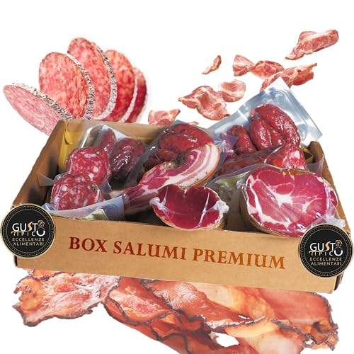 Gusto Tipico Italiano Cesta Salumi | Cesti Salumi Artigianali | Cesta Natale, Cesti Natalizi Alimentari Salumi | Cesto Natale Salumi, Cesta Regalo Natale (SENZA LONZINO E CAPOCOLLO)